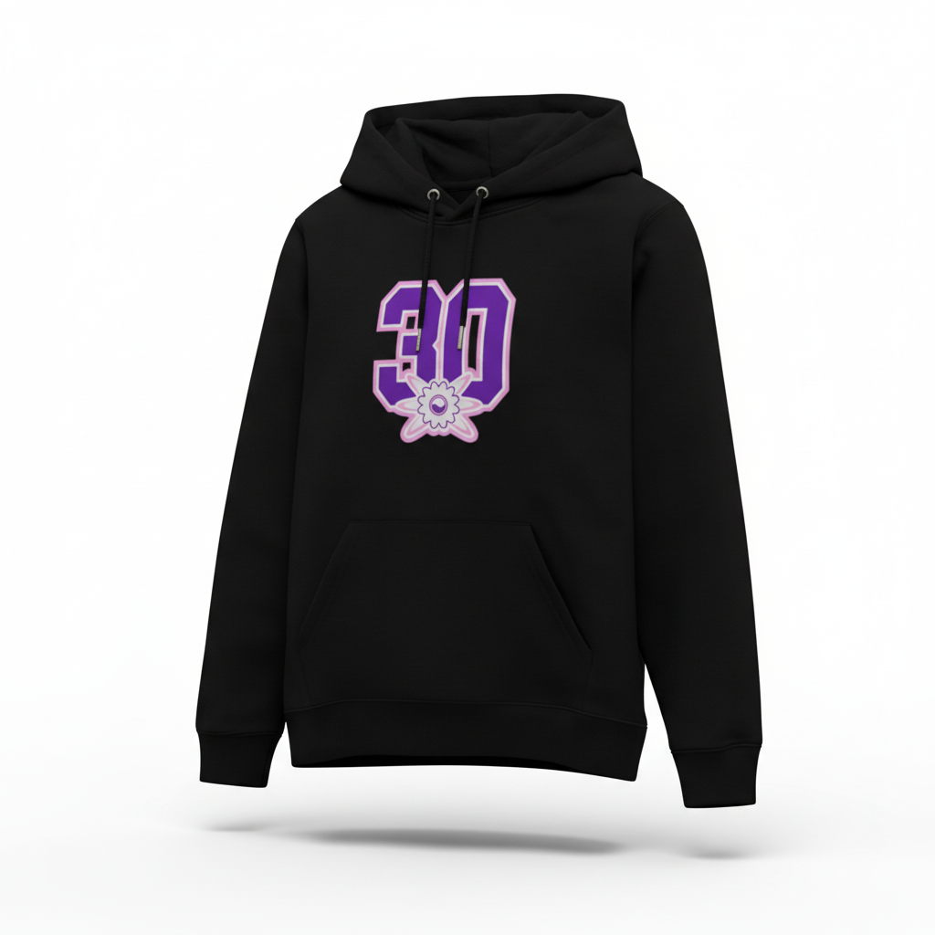 Flowers Hoodie Vorderseite schwarze Kordeln 3D
