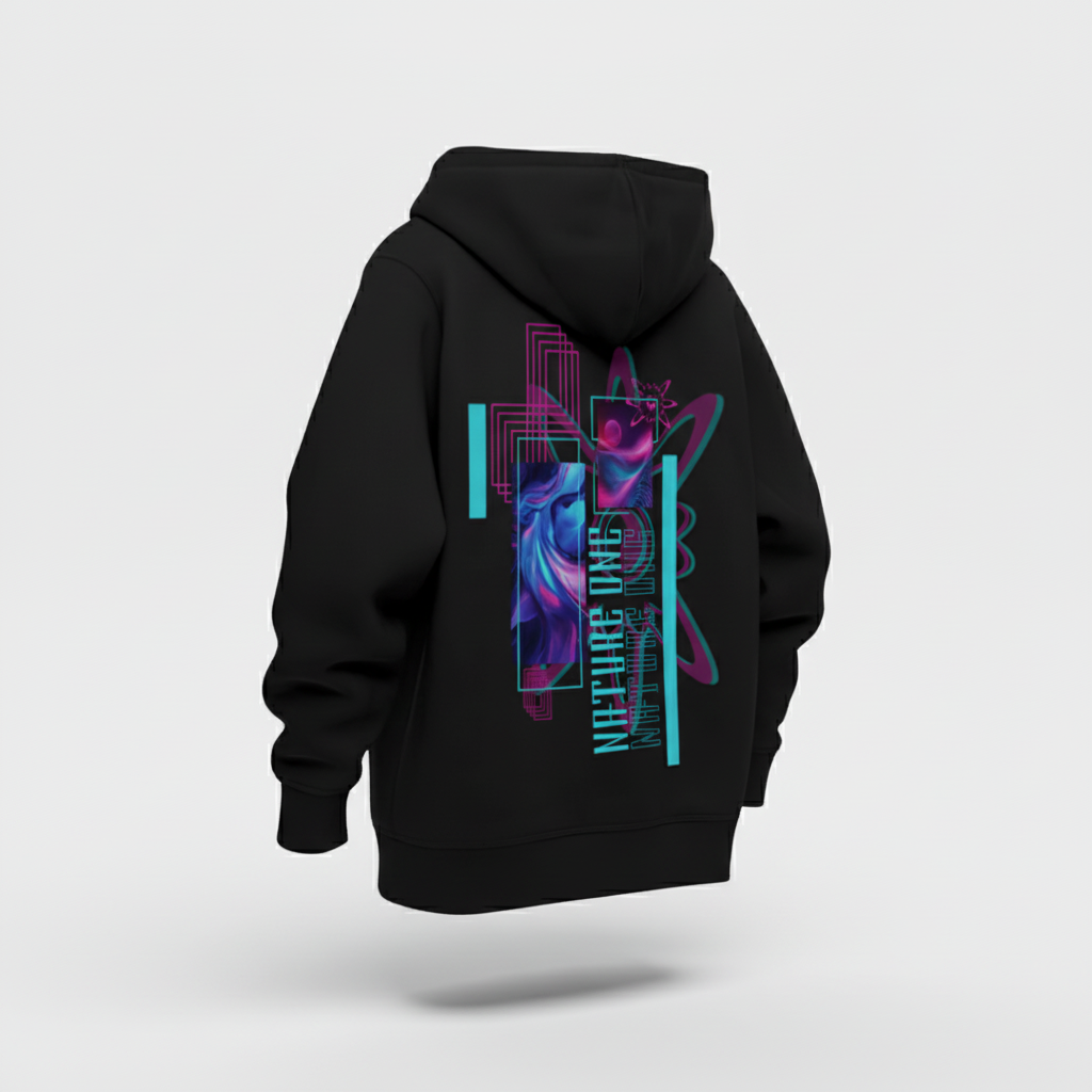 Hoodie Rückseite Neon-Print neu 3D
